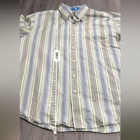 Tommy Bahama Yellow & Blue Striped Long Sleeve Button Down Shirt Size M - Picture 8 of 8